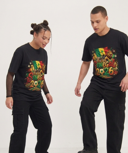 T-shirt Unisexe Supporters Lions de la Teranga Sénégal Coupe du Monde de Football 2026