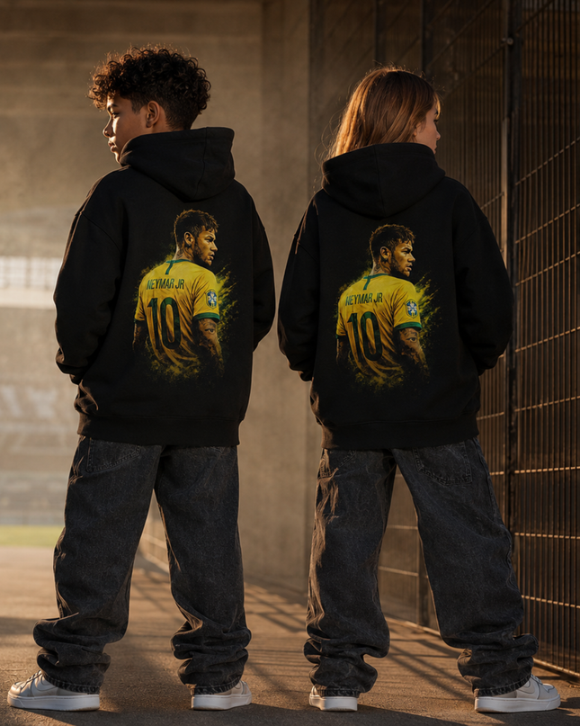 Neymar Jr Brazil #10 Portrait Kids Fan Hoodie