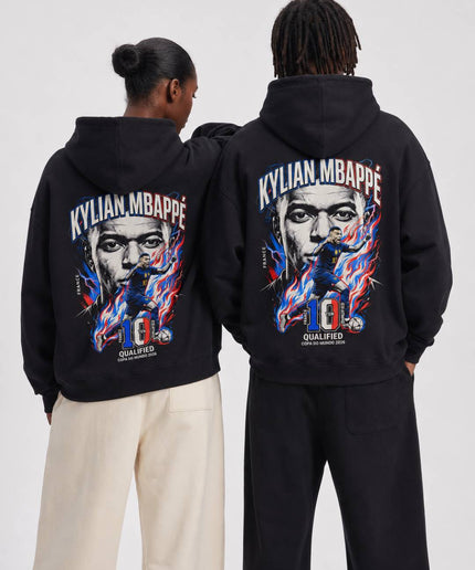 Kylian Mbappe #10 France Fire Portrait World Cup 2026 Unisex Fan Hoodie