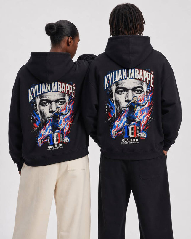 Kylian Mbappe #10 France Fire Portrait World Cup 2026 Unisex Fan Hoodie