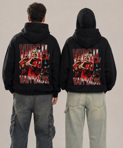 Virgil van Dijk #4 Liverpool Retro Bootleg Collage Adult Fan Hoodie