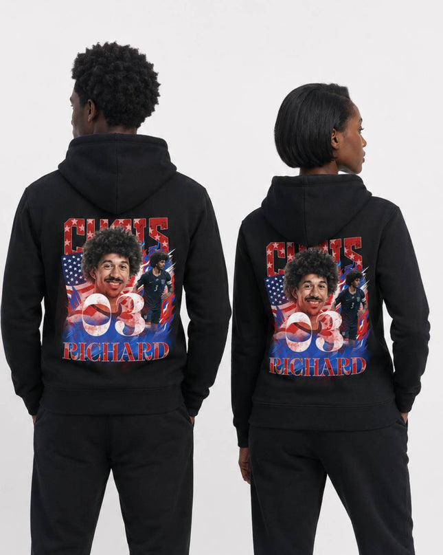Chris Richards USA #3 Red White Blue Vintage Bootleg Unisex Fan Hoodie