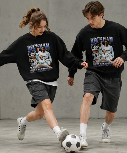 David Beckham Real Madrid CF Retro Collage Col ras du cou unisexe pour les fans