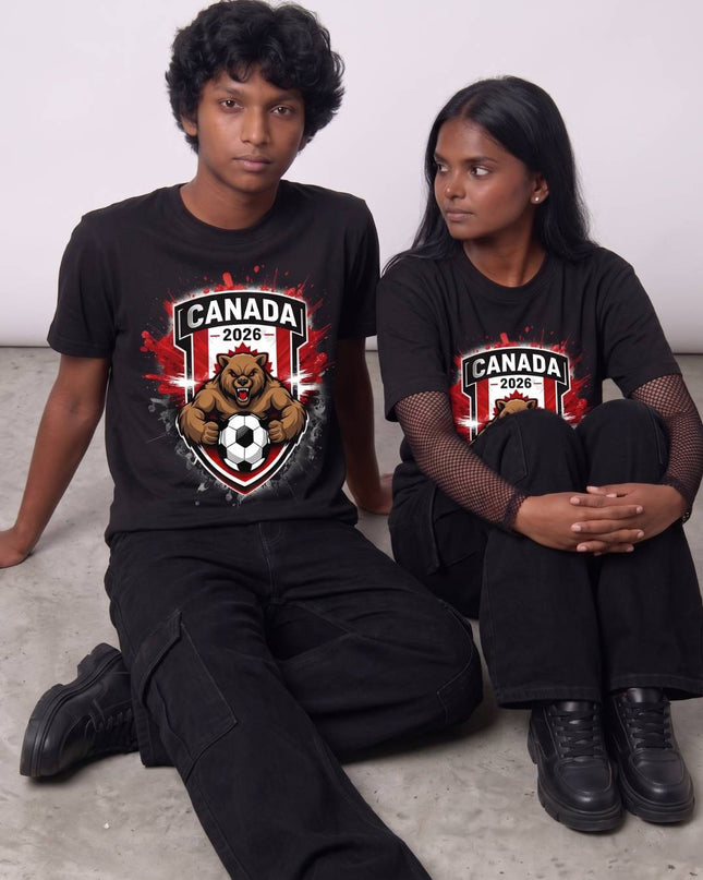 Canada 2026 Grizzly Bear Shield Crest Soccer World Cup Unisex Fan T-Shirt