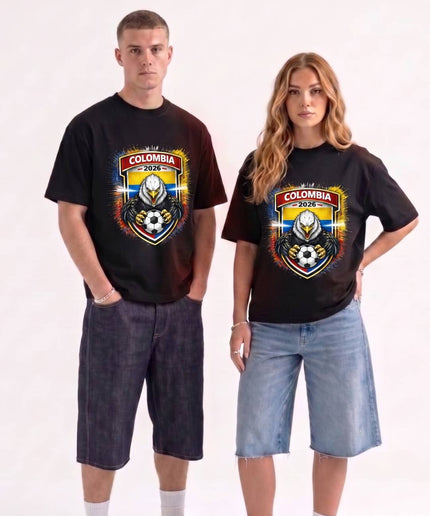 T-shirt unisexe fan Coupe du Monde de Football Colombie 2026 Condor Aigle Blason