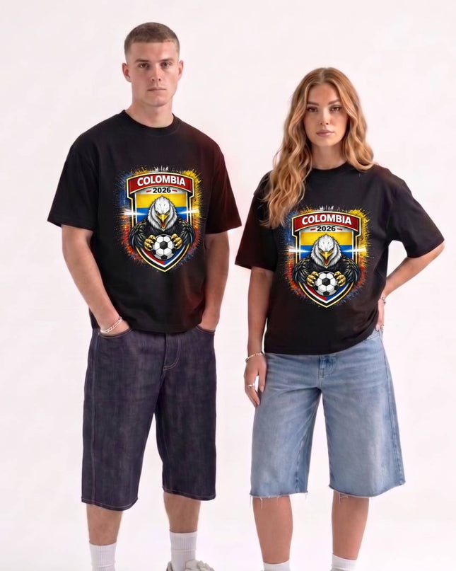 T-shirt unisexe fan Coupe du Monde de Football Colombie 2026 Condor Aigle Blason