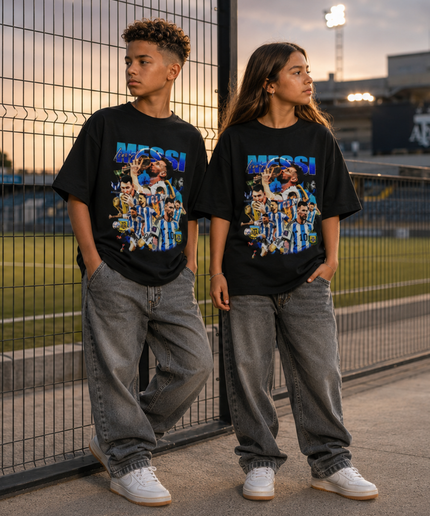 Lionel Messi Argentina World Cup Bootleg Collage Kids Fan T-Shirt