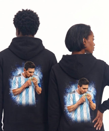 Sweat à capuche unisexe Lionel Messi Argentine Trophée Baiser pour les fans