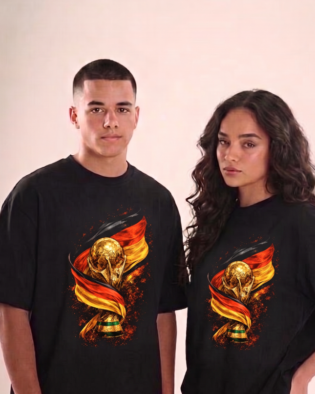 Germany World Cup Trophy Flag Fire Cinematic Soccer World Cup 2026 Unisex Fan T-Shirt
