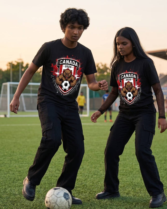 Canada 2026 Grizzly Bear Shield Crest Soccer World Cup Unisex Fan T-Shirt