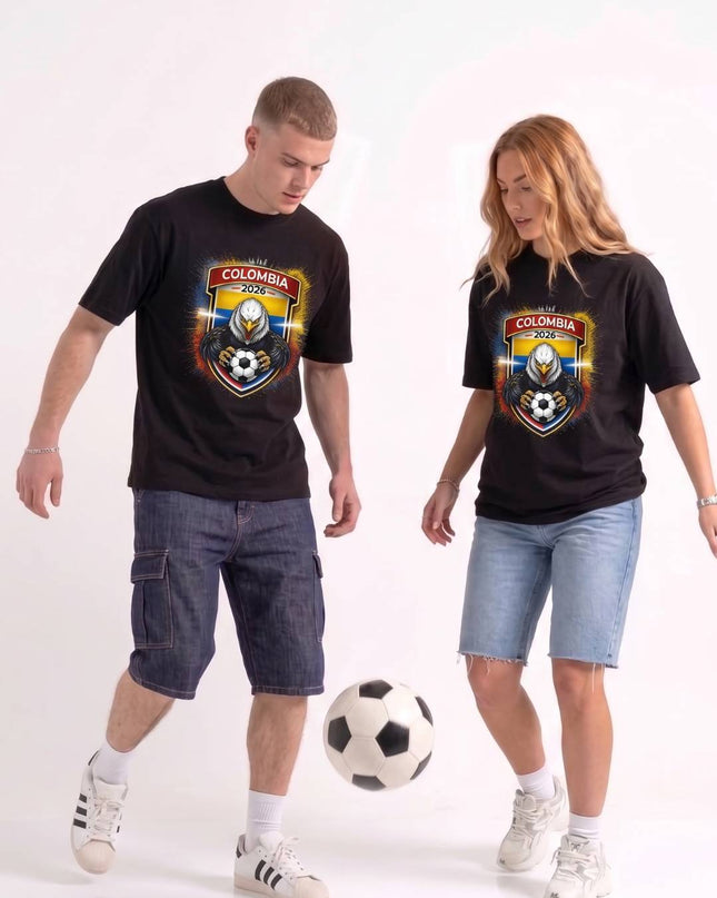 T-shirt unisexe fan Coupe du Monde de Football Colombie 2026 Condor Aigle Blason