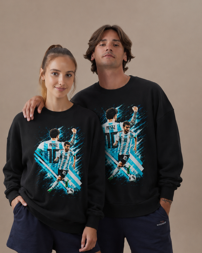 Lionel Messi Argentina Crystal Burst Portrait Crewneck – Unisex Soccer Fan Sweatshirt