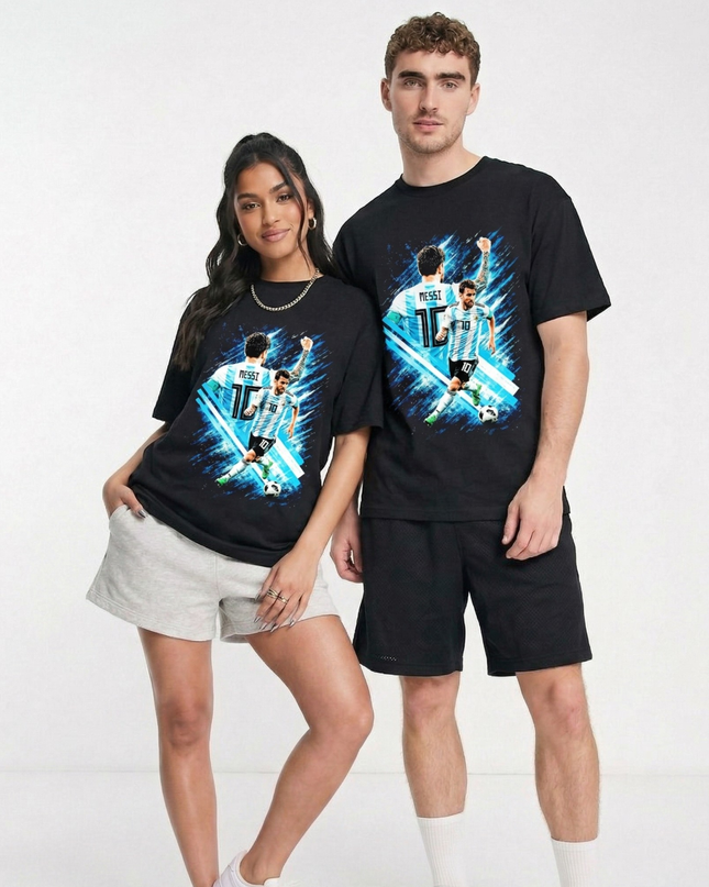 Lionel Messi #10 Argentina Double Celebration Unisex Fan T-Shirt