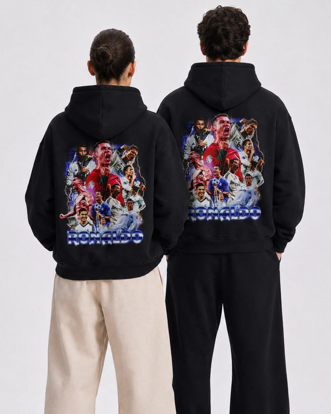 Cristiano Ronaldo Blue Neon Lightning Multi-Club Scream Collage Adult Fan Hoodie