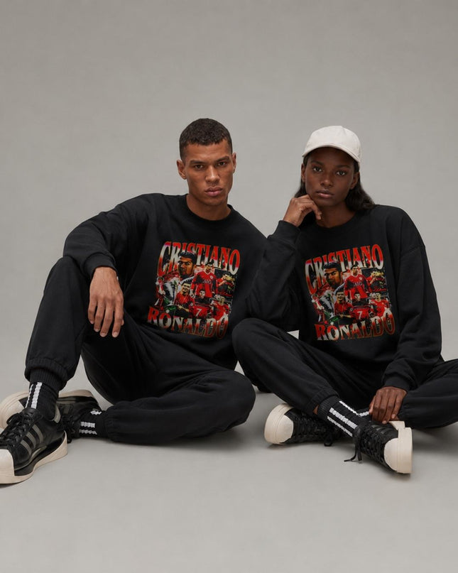 Cristiano Ronaldo Red Gold Multi-Kit Career Bootleg Collage Unisex Fan Crewneck