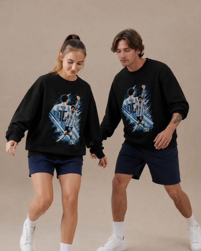 Lionel Messi Argentina Crystal Burst Portrait Crewneck – Unisex Soccer Fan Sweatshirt