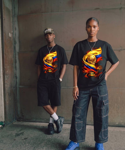 T-shirt Unisexe Fan Coupe du Monde 2026 Drapeau Trophée Coupe du Monde Colombie Football