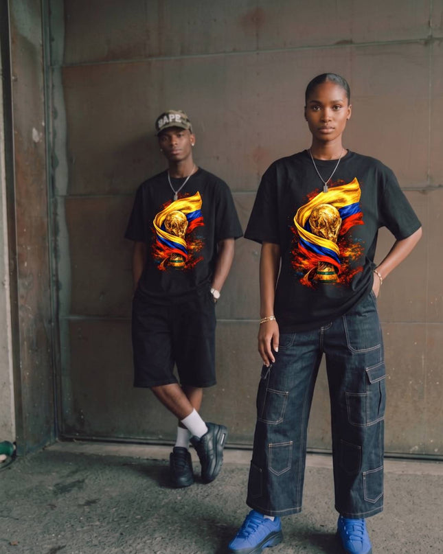 T-shirt Unisexe Fan Coupe du Monde 2026 Drapeau Trophée Coupe du Monde Colombie Football
