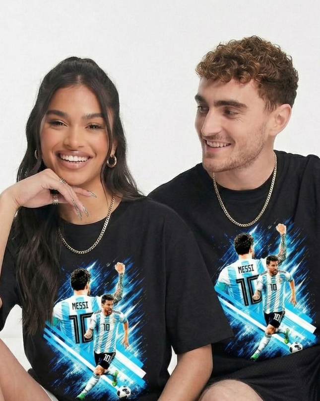 Lionel Messi #10 Argentina Double Celebration Unisex Fan T-Shirt