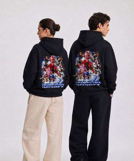 Cristiano Ronaldo Blue Neon Lightning Multi-Club Scream Collage Adult Fan Hoodie