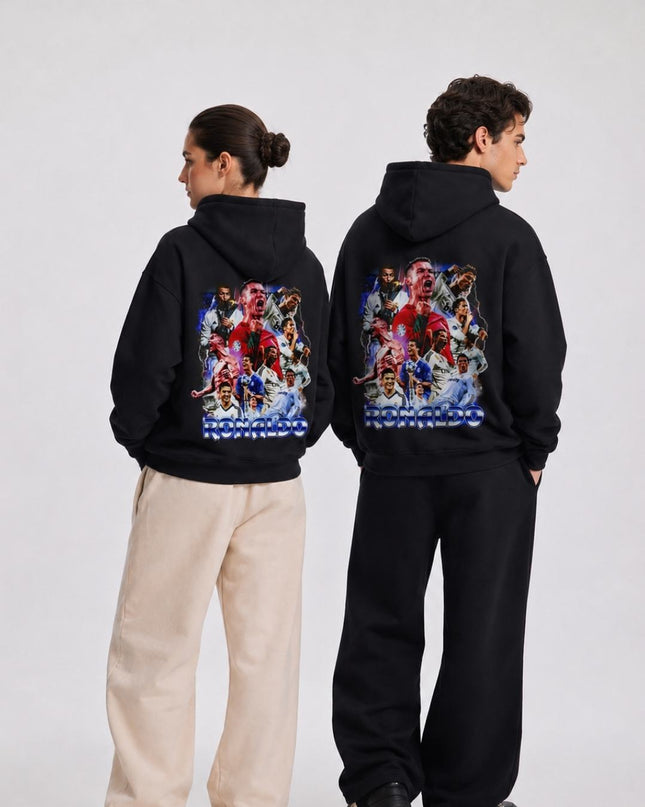 Cristiano Ronaldo Blue Neon Lightning Multi-Club Scream Collage Adult Fan Hoodie