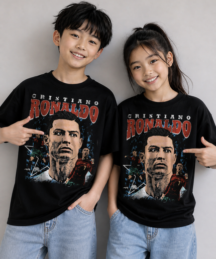 T-shirt vintage enfant supporter Cristiano Ronaldo - Portrait vieilli