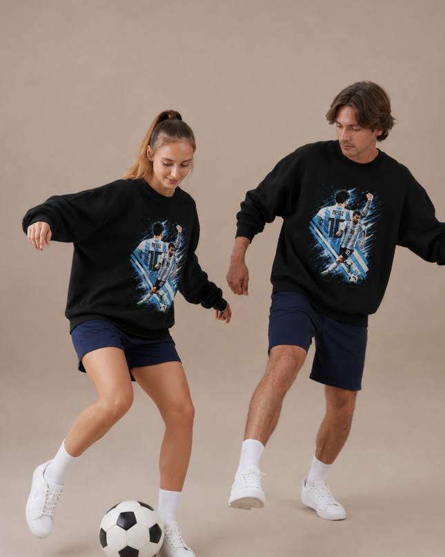 Lionel Messi Argentina Crystal Burst Portrait Crewneck – Unisex Soccer Fan Sweatshirt