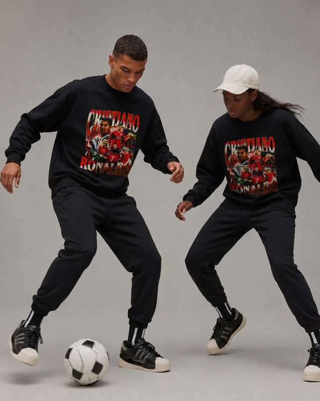 Cristiano Ronaldo Red Gold Multi-Kit Career Bootleg Collage Unisex Fan Crewneck
