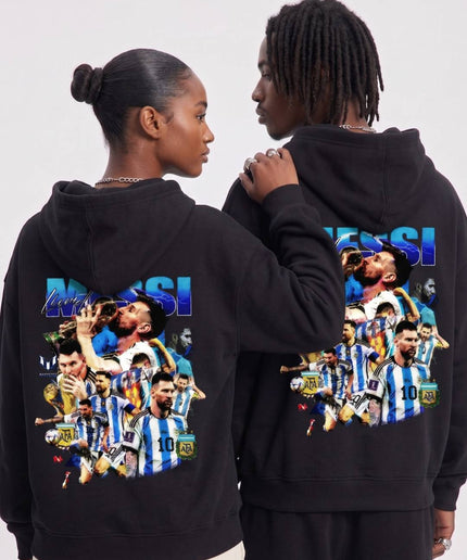 Sweat à capuche unisexe Lionel Messi Argentine Bleu MESSI Collage pour fans