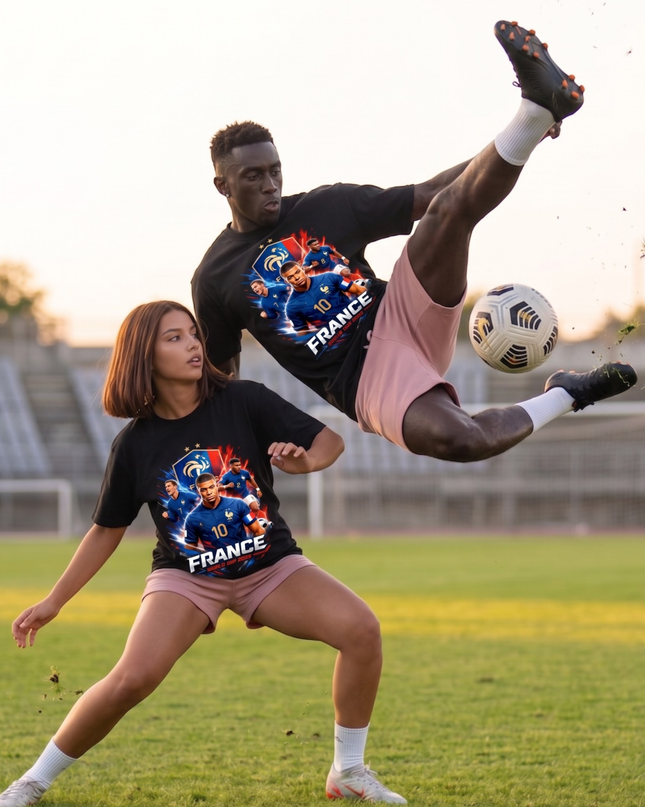 T-Shirt Fan Unisexe France Coupe du Monde 2026 Mbappé #10 Écusson