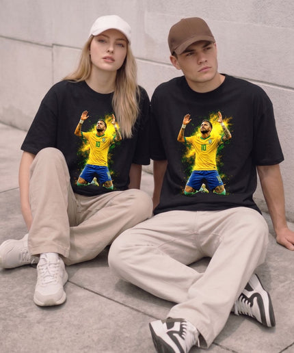 T-shirt unisexe pour fans Neymar Jr. #10 Brésil Célébration