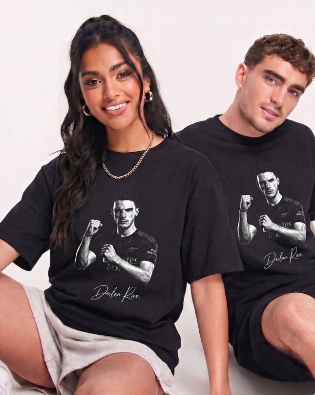 T-Shirt Unisexe Fan Declan Rice Angleterre Arsenal Signature Poing Levée Célébration