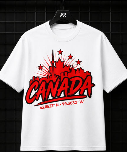 Canada Toronto Skyline 43.6532° N · 79.3832° W Kids Fan T-Shirt