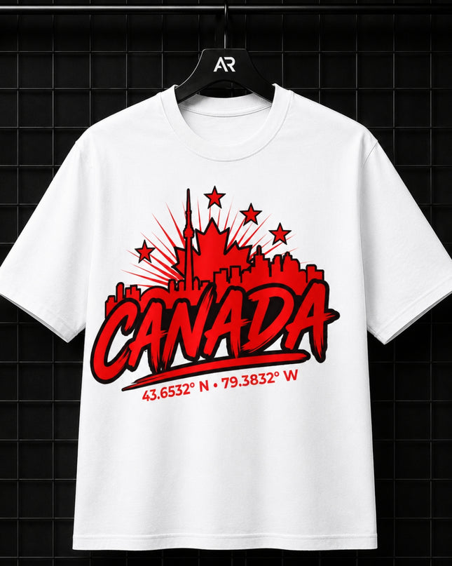 Canada Toronto Skyline 43.6532° N · 79.3832° W Unisex Fan T-Shirt