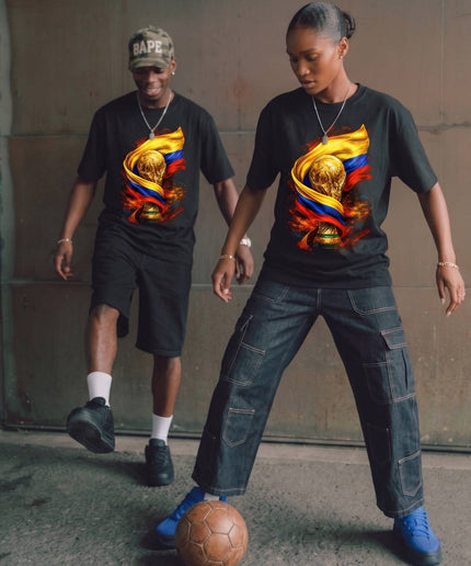 T-shirt Unisexe Fan Coupe du Monde 2026 Drapeau Trophée Coupe du Monde Colombie Football