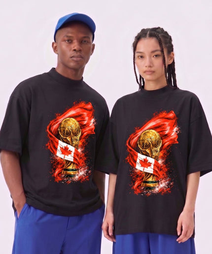 Canada World Cup Trophy Flag Fire Soccer World Cup 2026 Unisex Fan T-Shirt