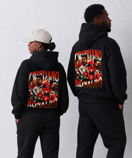 Cristiano Ronaldo #7 Manchester United Red Gold Vintage Bootleg Collage Adult Fan Hoodie