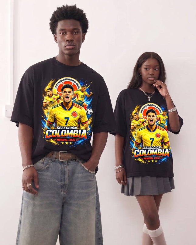 Luis Díaz #7 Selección Colombia Federación Colombiana de Fútbol Mondial 2026 T-Shirt Unisexe pour Fans