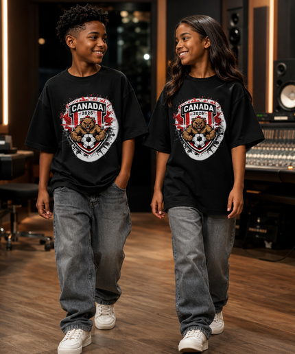 Canada 2026 Bear Crest Shield Kids Fan T-Shirt