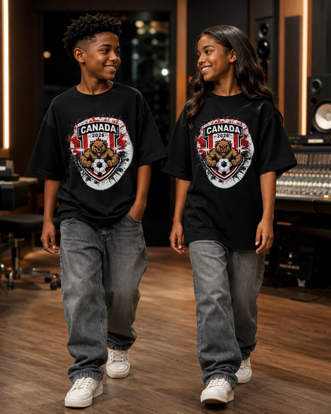 Canada 2026 Bear Crest Shield Kids Fan T-Shirt