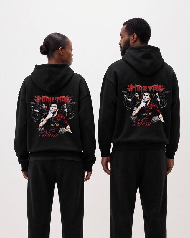 Lionel Messi Monster Barcelona Dark Metal V2 Unisex Fan Hoodie