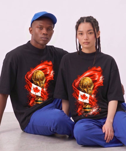 Canada World Cup Trophy Flag Fire Soccer World Cup 2026 Unisex Fan T-Shirt