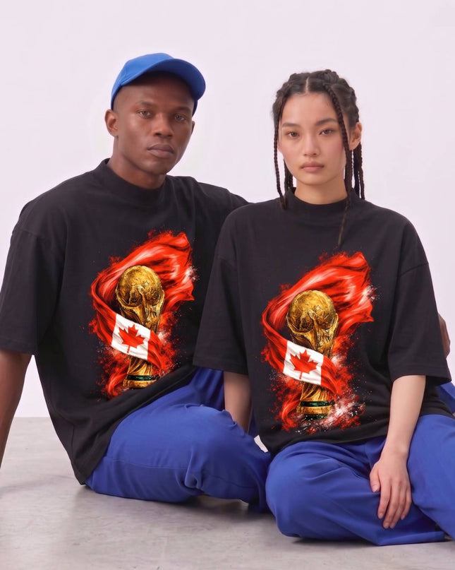 Canada World Cup Trophy Flag Fire Soccer World Cup 2026 Unisex Fan T-Shirt