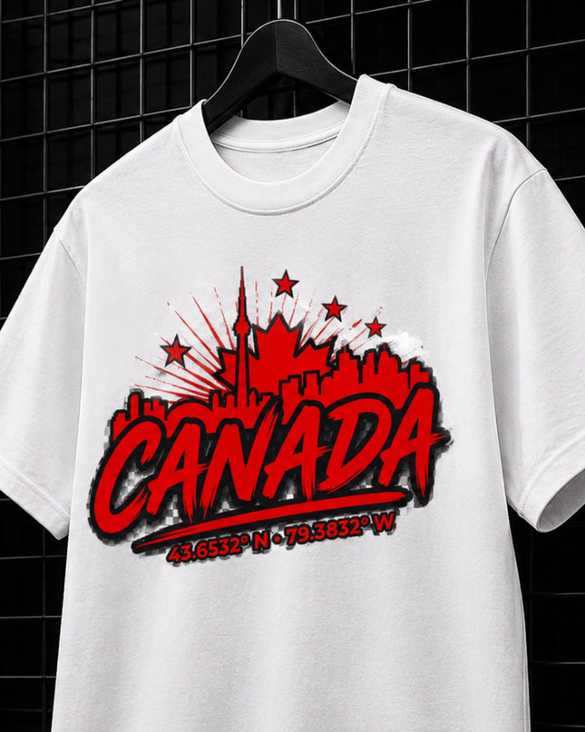 Canada Toronto Skyline 43.6532° N · 79.3832° W Unisex Fan T-Shirt