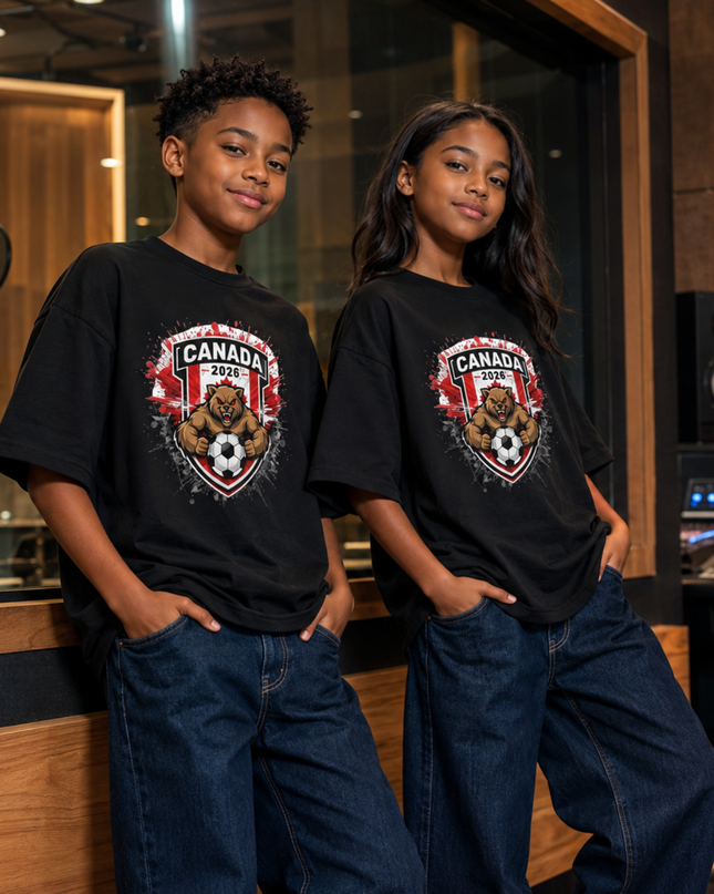 Canada 2026 Bear Crest Shield Kids Fan T-Shirt