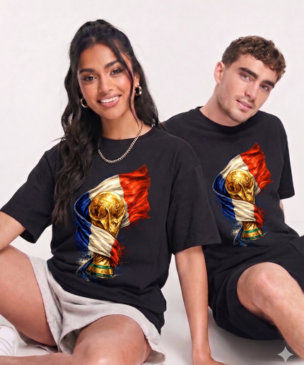 T-shirt unisexe fan France Coupe du Monde Trophée Drapeau Gloire