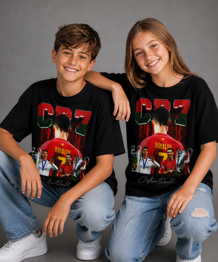 CR7 Ronaldo Champions Trophy Signature Kids Fan T-Shirt