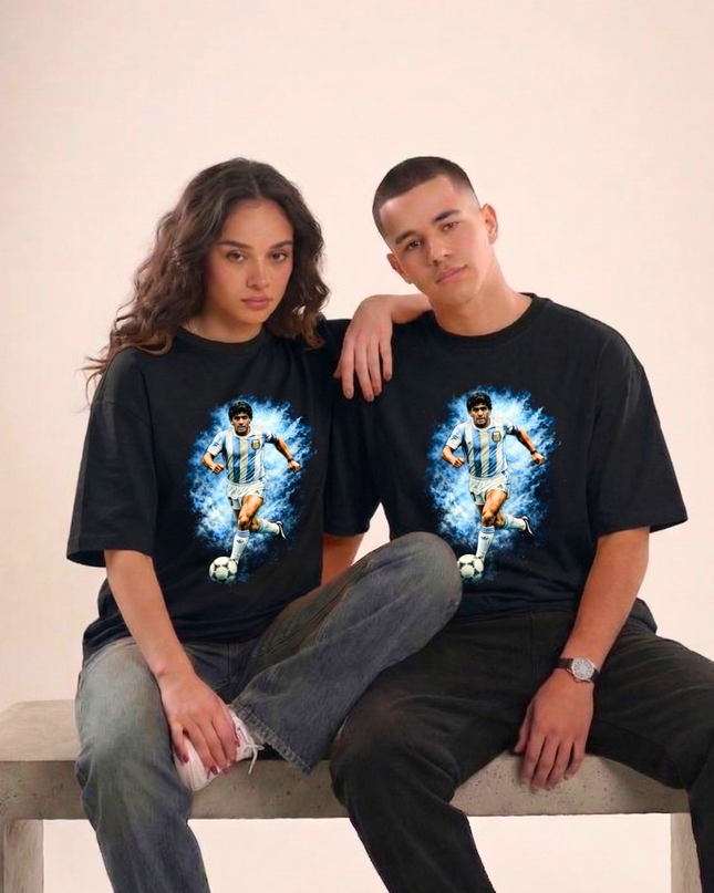 Diego Maradona Argentina Dribble Action Unisex Fan T-Shirt