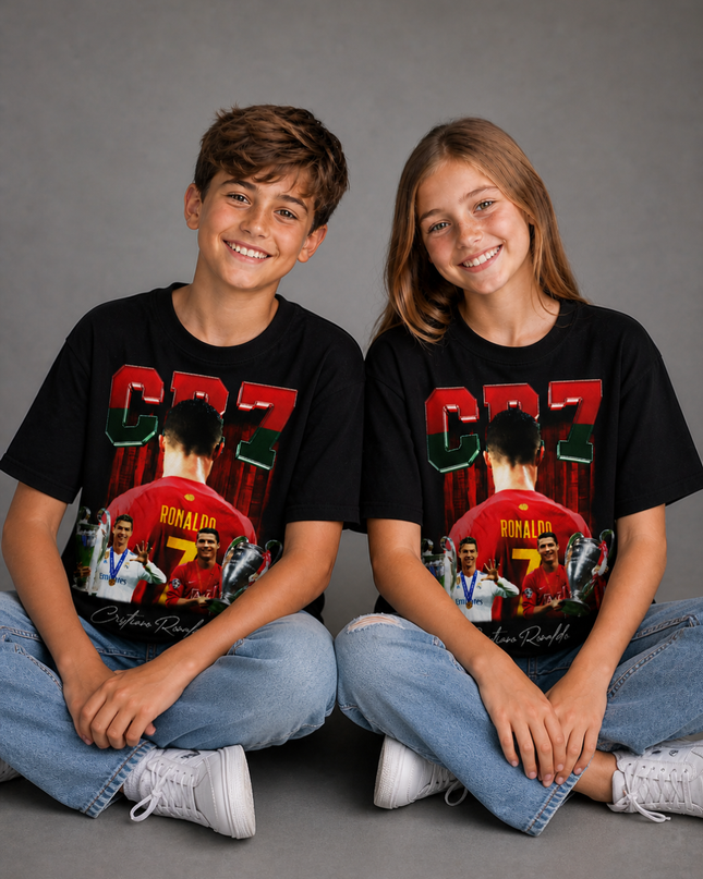 CR7 Ronaldo Champions Trophy Signature Kids Fan T-Shirt