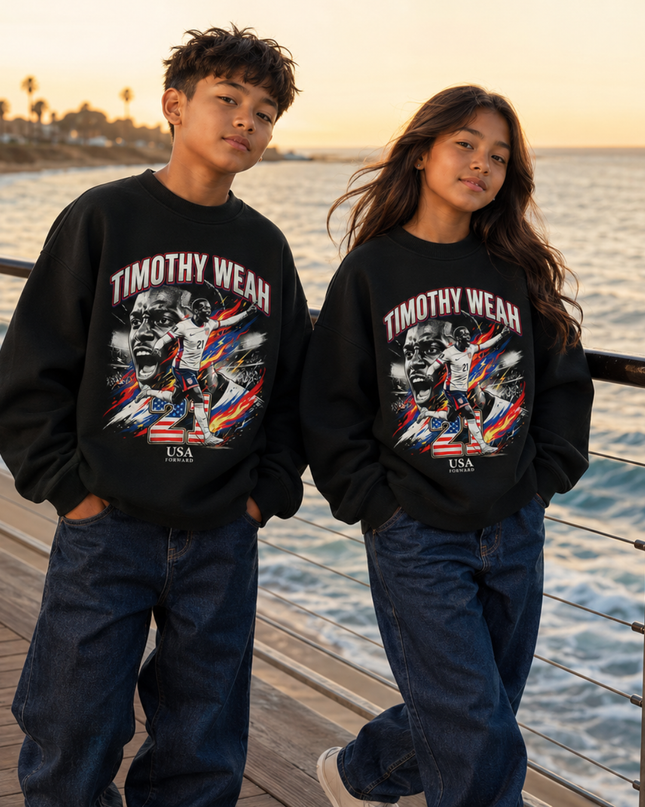 Timothy Weah USA 2026 Kids Fan Crewneck